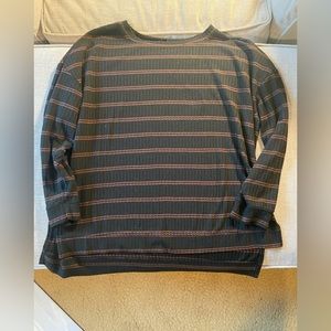 Sanctuary Black and Brown Stripe Waffle Shirt XL